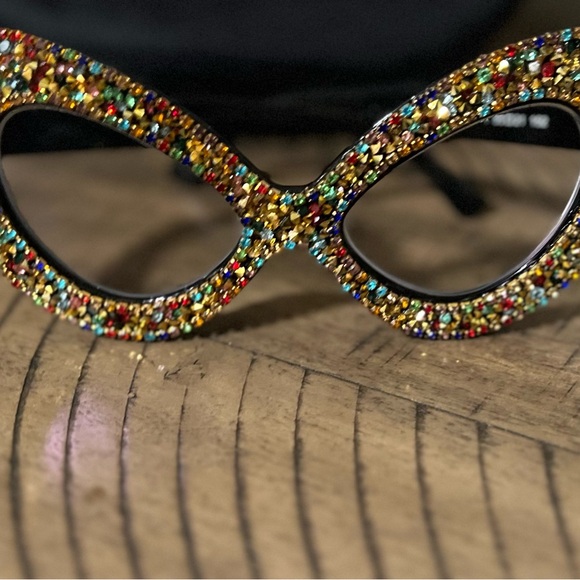 ✨ Multicolor Rhinestone Cat-Eye Glasses (RX) - Picture 3 of 3